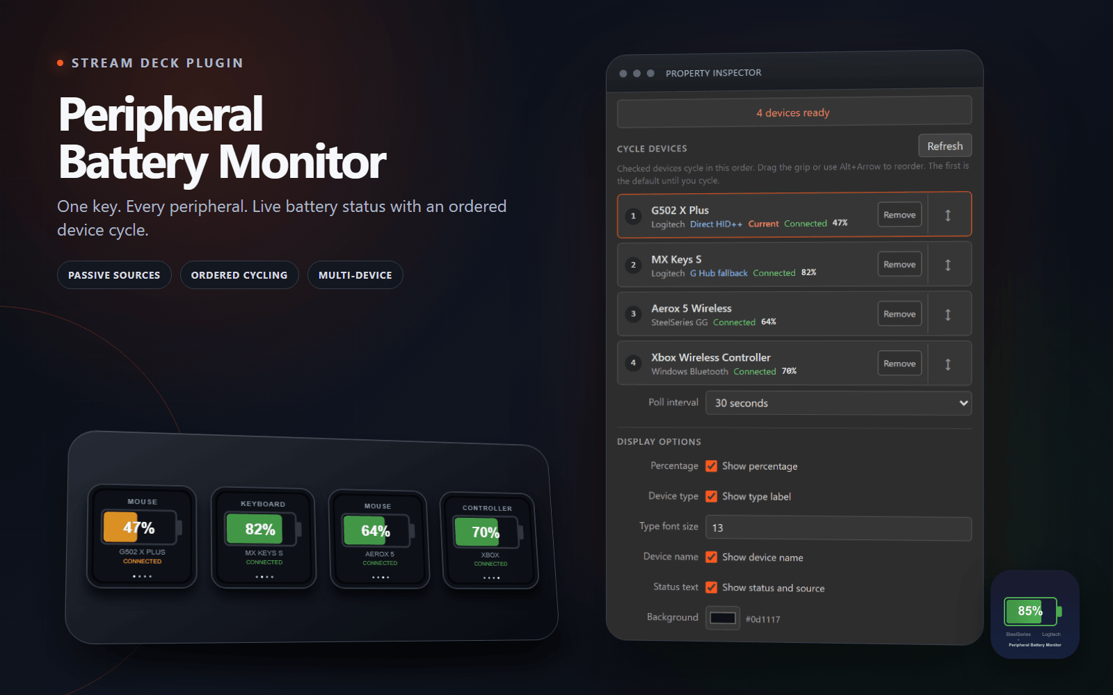 Screenshot of the Peripheral Battery Monitor project