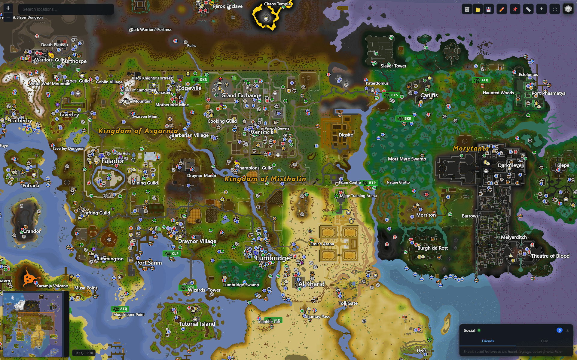 Screenshot of the RuneRadar project